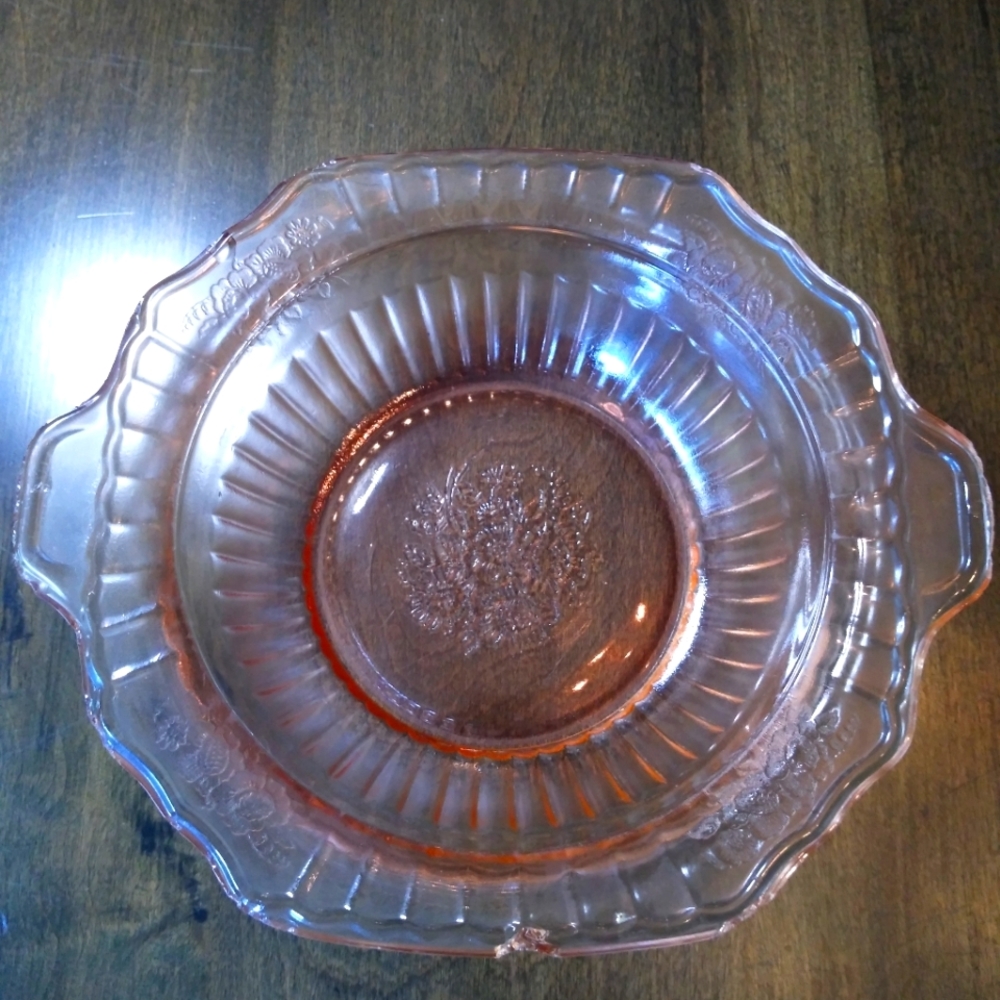 🖤 Antique Pink Depression Glass Embossed Flowers